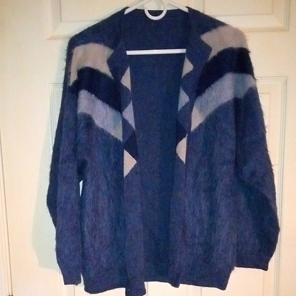 Men's Blue and Gray Sweater